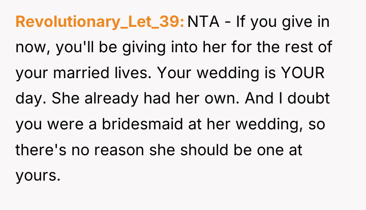 Revolutionary_Let_39 NTA - If you give in now, you'll be...