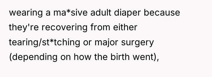 wearing a ma*sive adult diaper because they're recovering from either...
