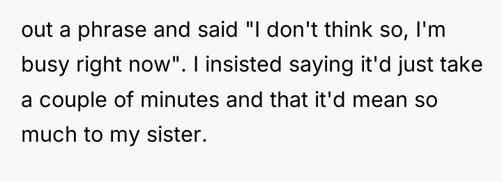 out a phrase and said "I don't think so, I'm...