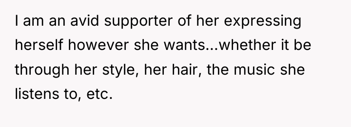 I am an avid supporter of her expressing herself however...