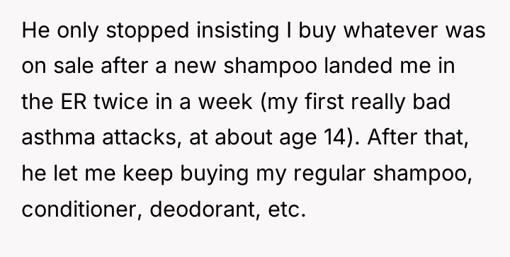 He only stopped insisting I buy whatever was on sale...