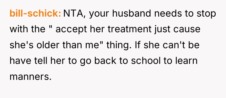 bill-schick NTA, your husband needs to stop with the "...