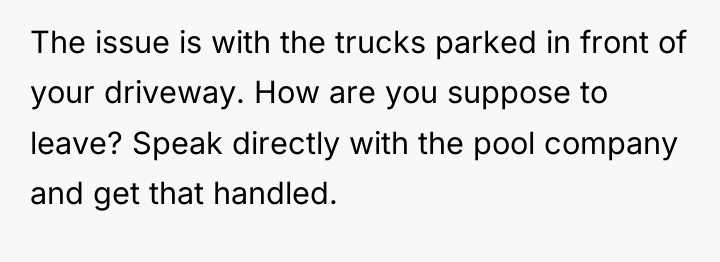 The issue is with the trucks parked in front of...