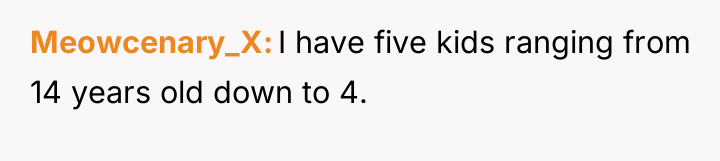 Meowcenary_X I have five kids ranging from 14 years old...