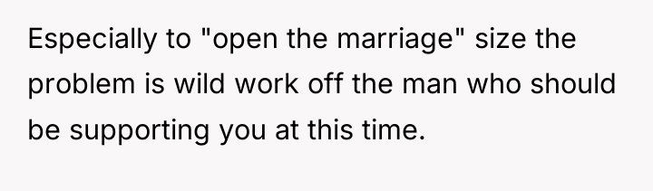 Especially to "open the marriage" size the problem is wild...