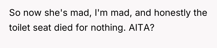 So now she's mad, I'm mad, and honestly the toilet...