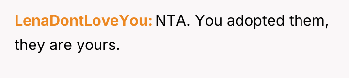 LenaDontLoveYou NTA. You adopted them, they are yours.