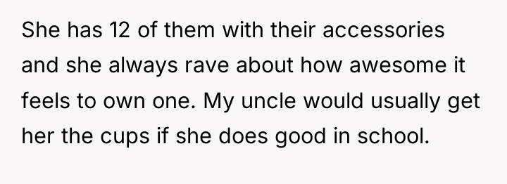 She has 12 of them with their accessories and she...