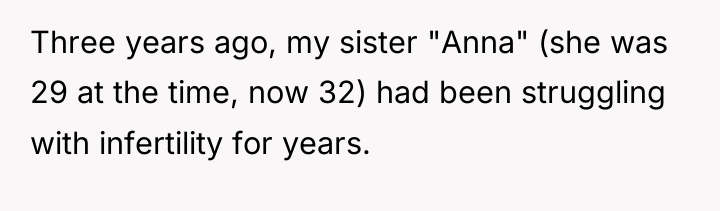 Three years ago, my sister "Anna" (she was 29 at...