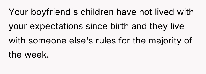 Your boyfriend's children have not lived with your expectations since...