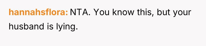 hannahsflora NTA. You know this, but your husband is lying.