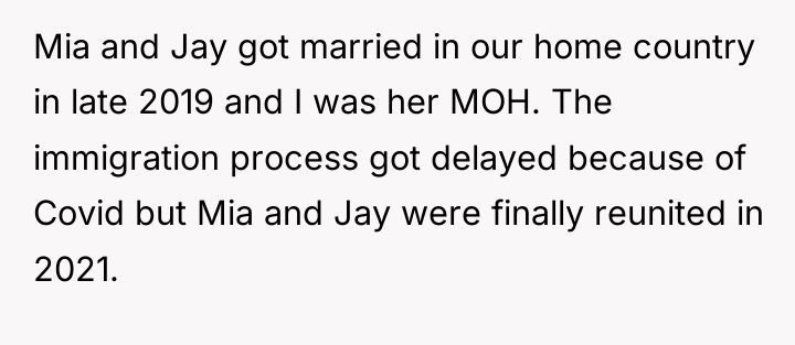 Mia and Jay got married in our home country in...