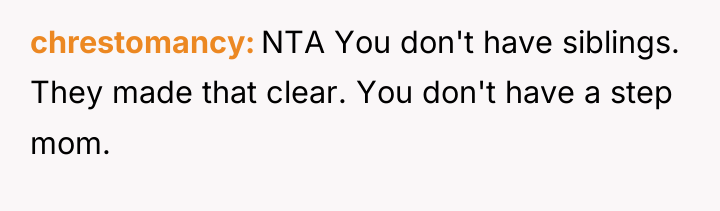 chrestomancy NTA You don't have siblings. They made that clear....