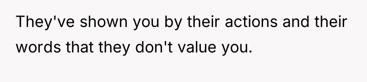 They've shown you by their actions and their words that...