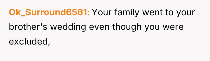 Ok_Surround6561 Your family went to your brother's wedding even though...