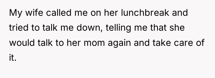 My wife called me on her lunchbreak and tried to...