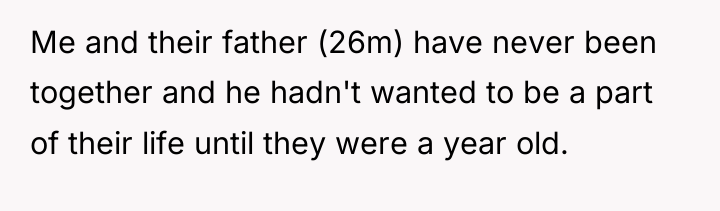 Me and their father (26m) have never been together and...
