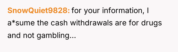 SnowQuiet9828 for your information, I a*sume the cash withdrawals are...