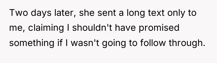 Two days later, she sent a long text only to...