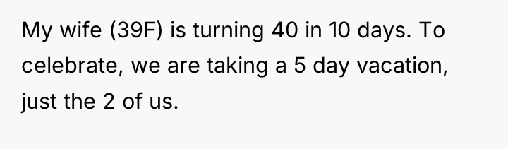 My wife (39F) is turning 40 in 10 days. To...