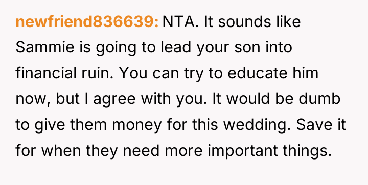newfriend836639 NTA. It sounds like Sammie is going to lead...