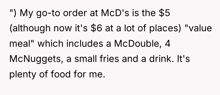 ") My go-to order at McD's is the $5 (although...