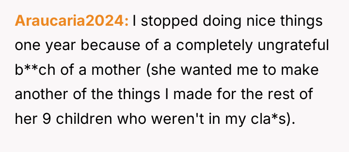 Araucaria2024 I stopped doing nice things one year because of...