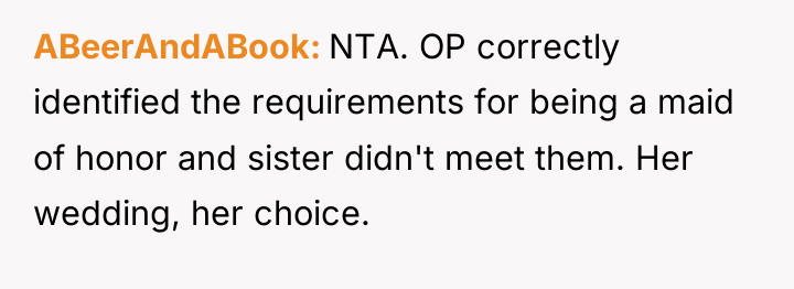 ABeerAndABook NTA. OP correctly identified the requirements for being a...