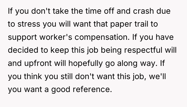 If you don't take the time off and crash due...