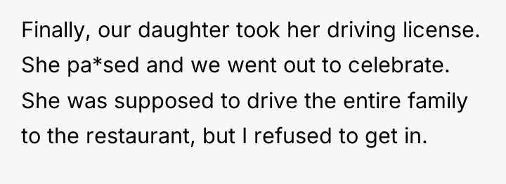 Finally, our daughter took her driving license. She pa*sed and...
