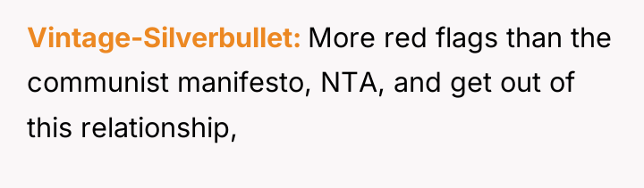 Vintage-Silverbullet More red flags than the communist manifesto, NTA, and...