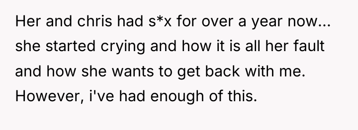 Her and chris had s*x for over a year now......