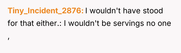 Tiny_Incident_2876 I wouldn't have stood for that either.: I wouldn't...