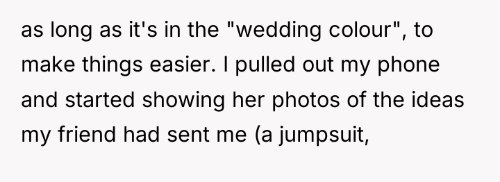 as long as it's in the "wedding colour", to make...