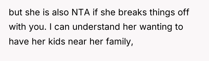 but she is also NTA if she breaks things off...