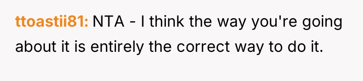 ttoastii81 NTA - I think the way you're going about...