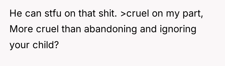 He can stfu on that shit. >cruel on my part,...