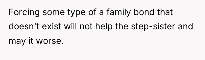 Forcing some type of a family bond that doesn't exist...