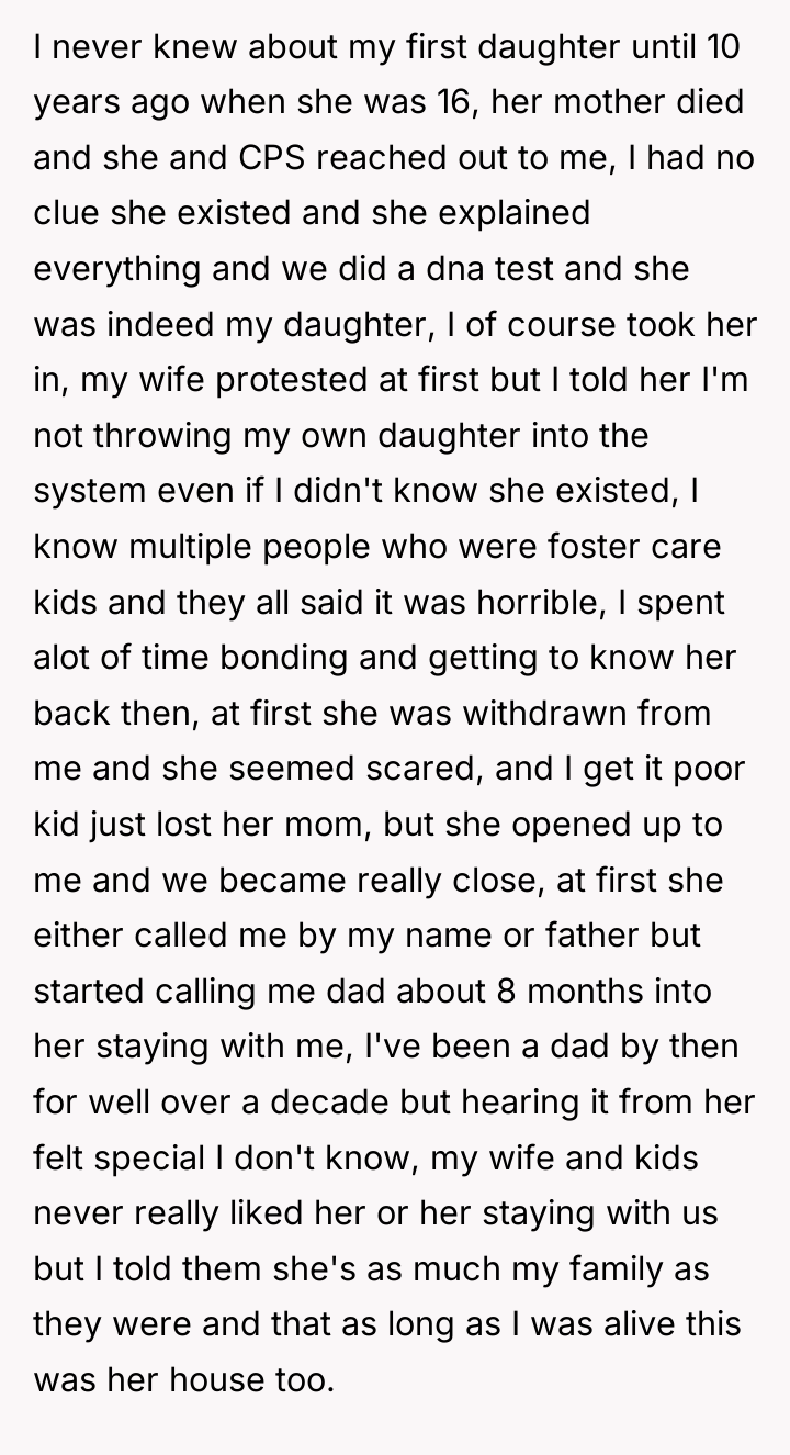 I never knew about my first daughter until 10 years...