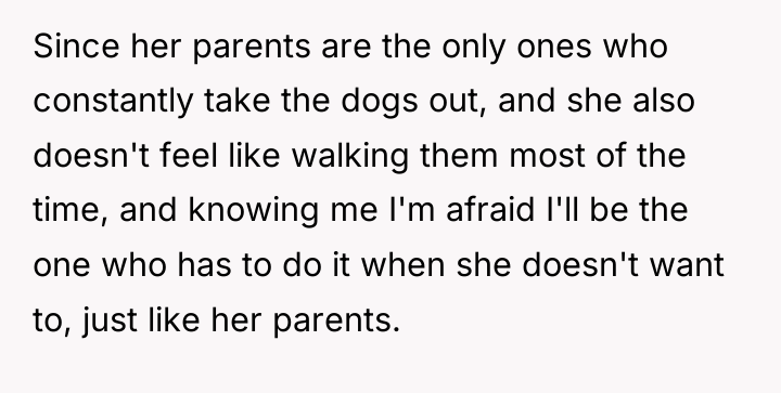 Since her parents are the only ones who constantly take...