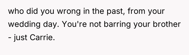 who did you wrong in the past, from your wedding...