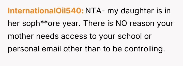 InternationalOil540 NTA- my daughter is in her soph**ore year. There...