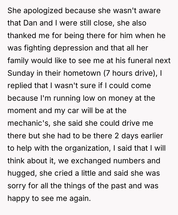 She apologized because she wasn't aware that Dan and I...