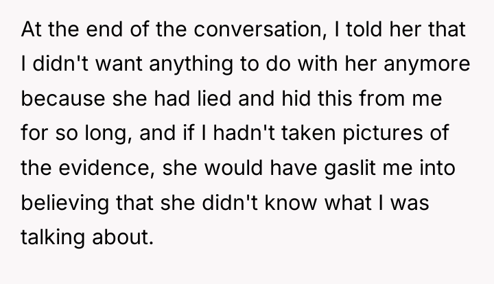 At the end of the conversation, I told her that...