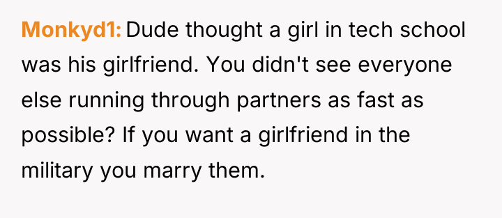 Monkyd1 Dude thought a girl in tech school was his...