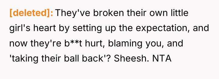 [deleted] They've broken their own little girl's heart by setting...