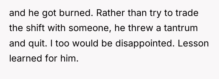 and he got burned. Rather than try to trade the...