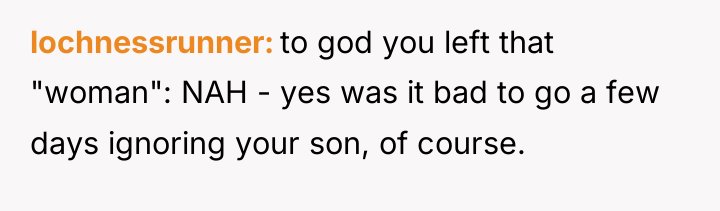 lochnessrunner to god you left that "woman": NAH - yes...
