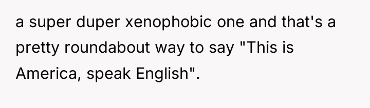 a super duper xenophobic one and that's a pretty roundabout...