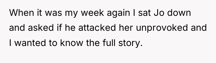 When it was my week again I sat Jo down...